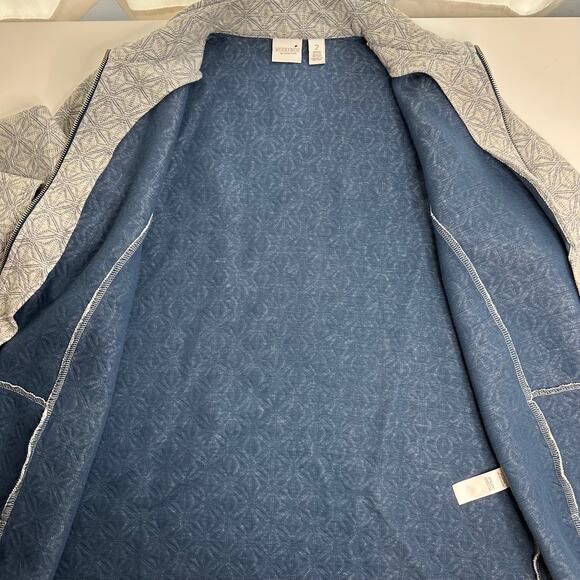 Weekends By Chicos Gray Geometric Jacket Full Zip Soft Womens Size 2 (Large L) - Picture 8 of 11